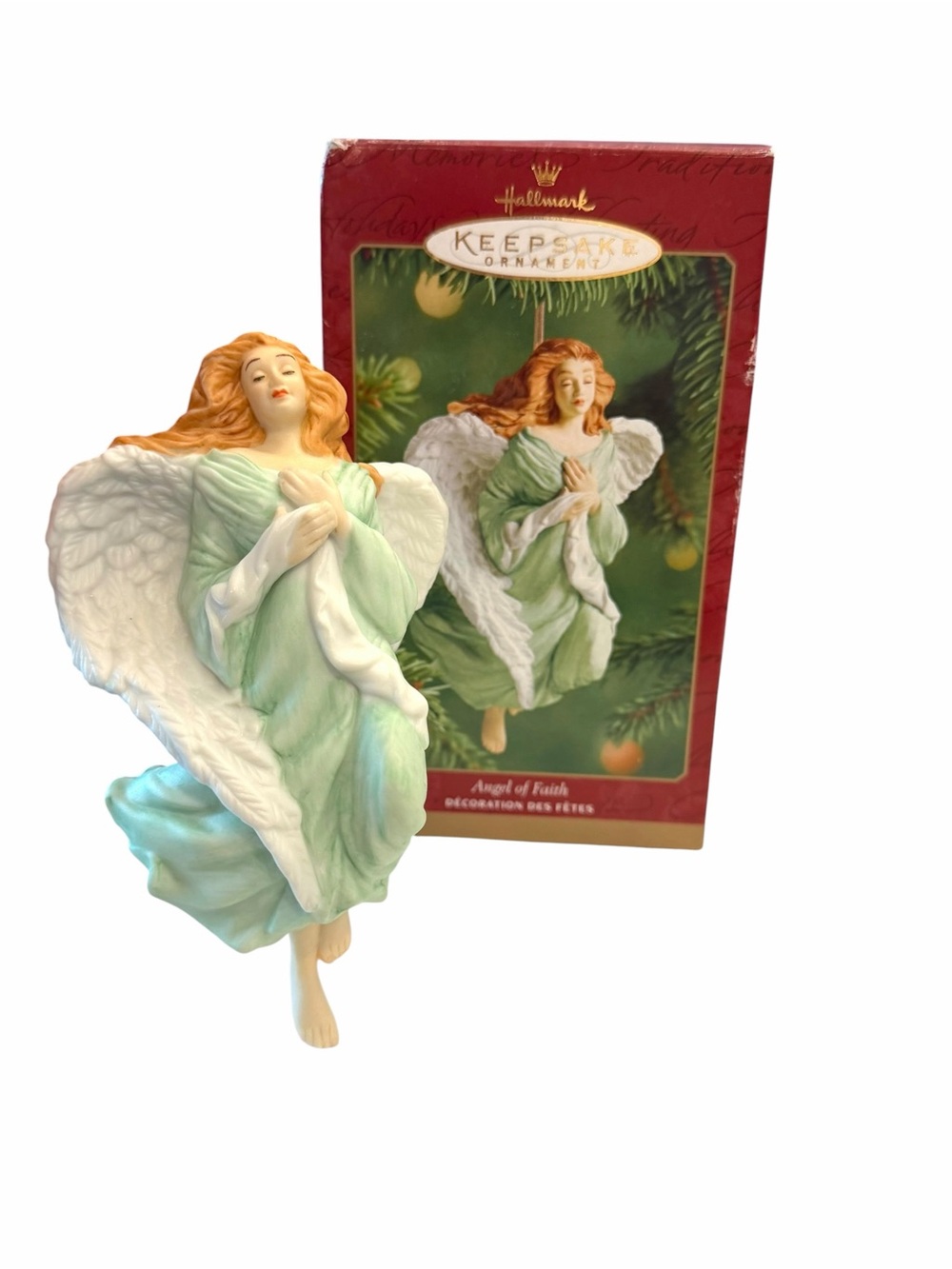 Hallmark 2001 ANGEL OF FAITH Porcelain Keepsake Ornament Boxed Wings Red Hair